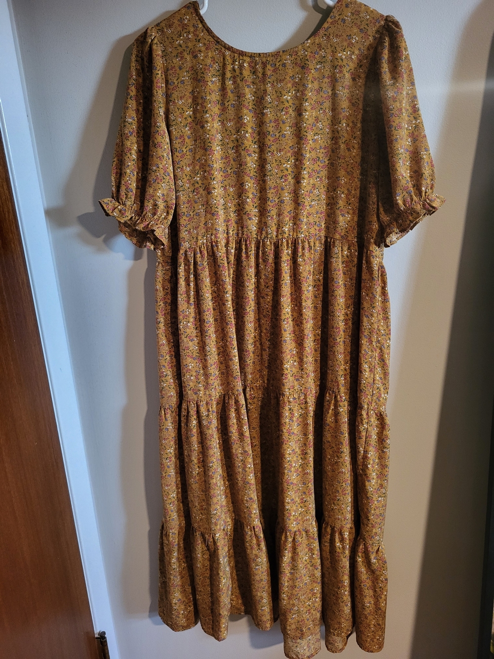 easel Mustard Floral Tiered Maxi Dress